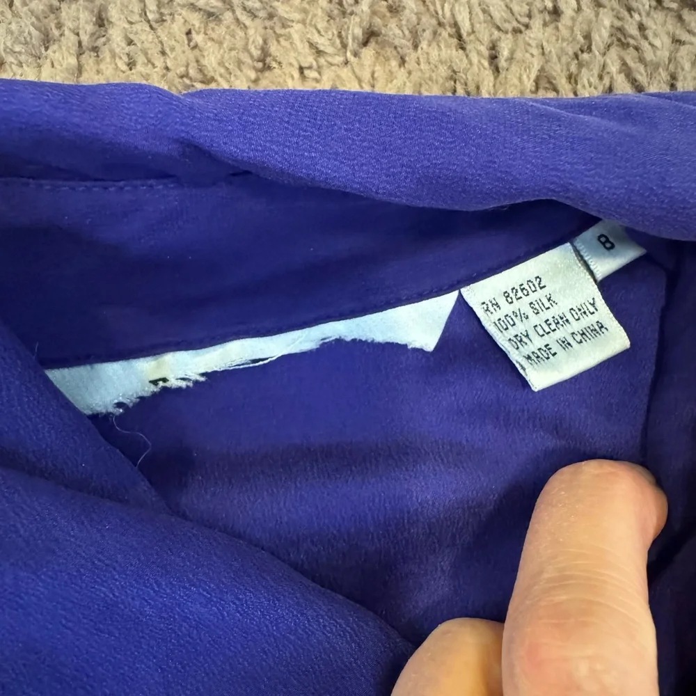 100% Silk Bright Purple Western Shirt Top Tunic Oversized Blouse 8 - Picture 5 of 5